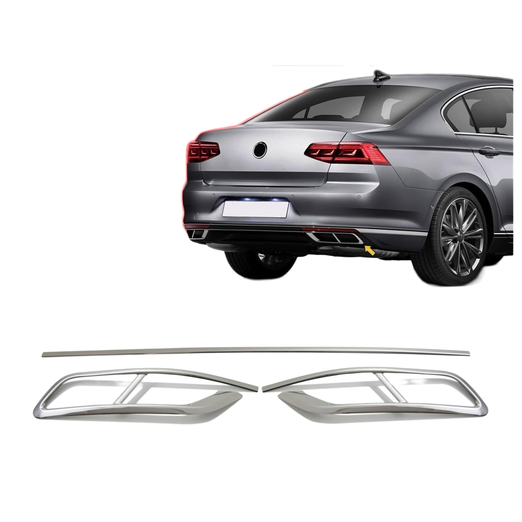 Auspuffblende Abdeckung Diffusor Leiste für VW Passat B8.5 ab 2019 Chrom 3 tlg