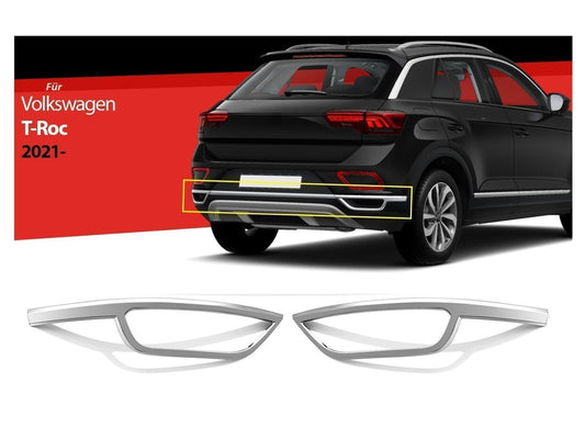 Auspuffblende Abdeckung Diffusor Leiste für VW T-Roc 2017-2024 2tlg Edelstahl
