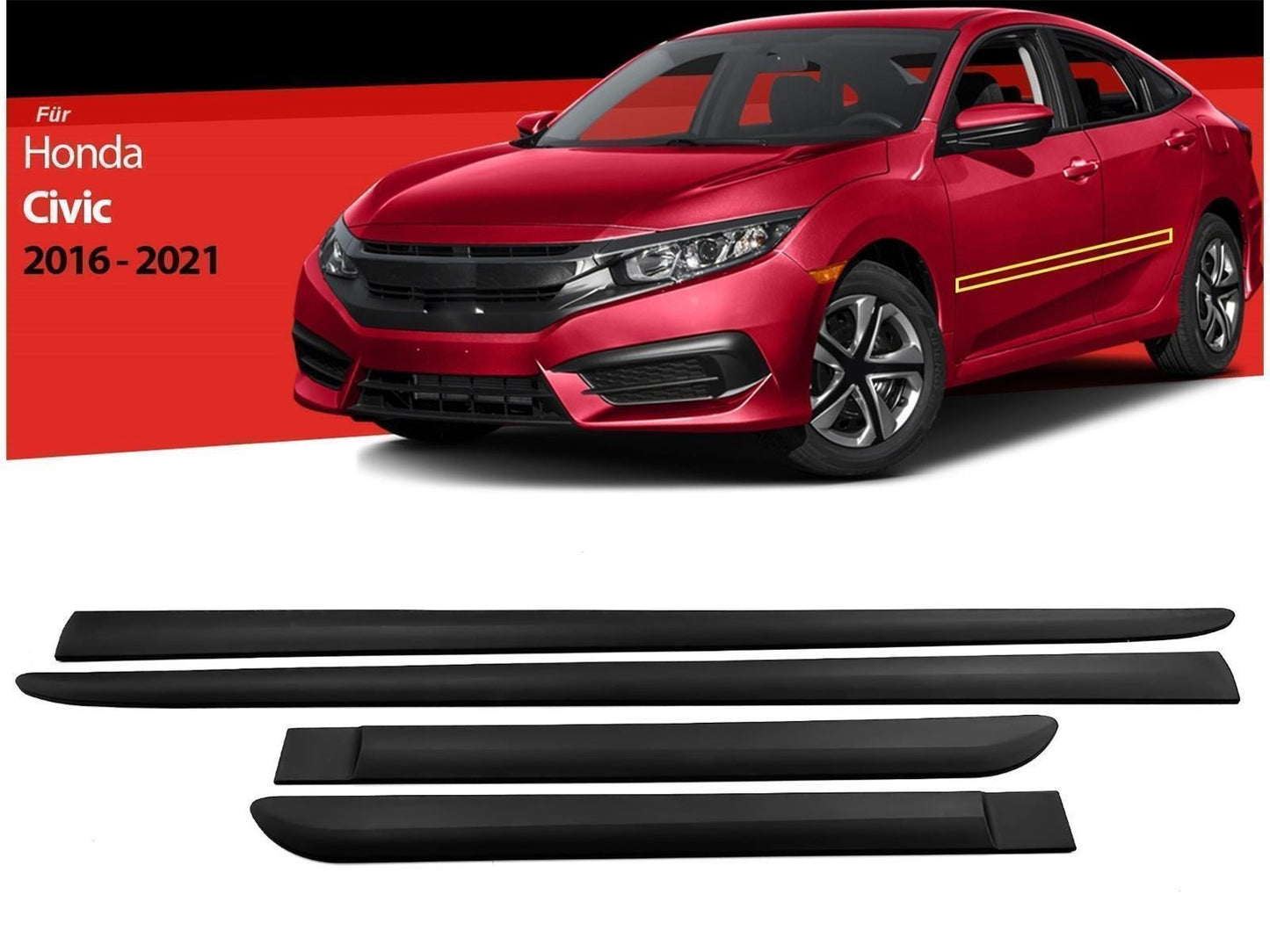 Türleisten Zierleisten Türschutz Autoschutz ABS für Honda Civic bj. 2016 - 2021