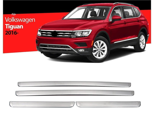 Gensu Trade GmbH paslanmaz çelik VW Tiguan ve Allspace 2016-2024 model araçlar için kapı eşik koruma çıtaları seti