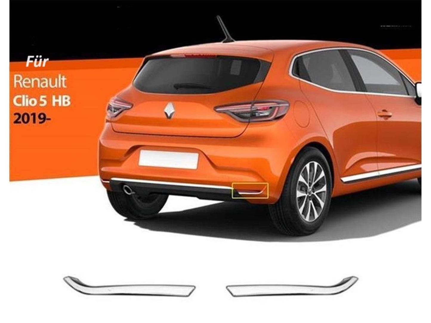 Reflektorrahmen Reflektorleiste Edelstahl für Renault Clio 5 HB ab 2019 2 tlg