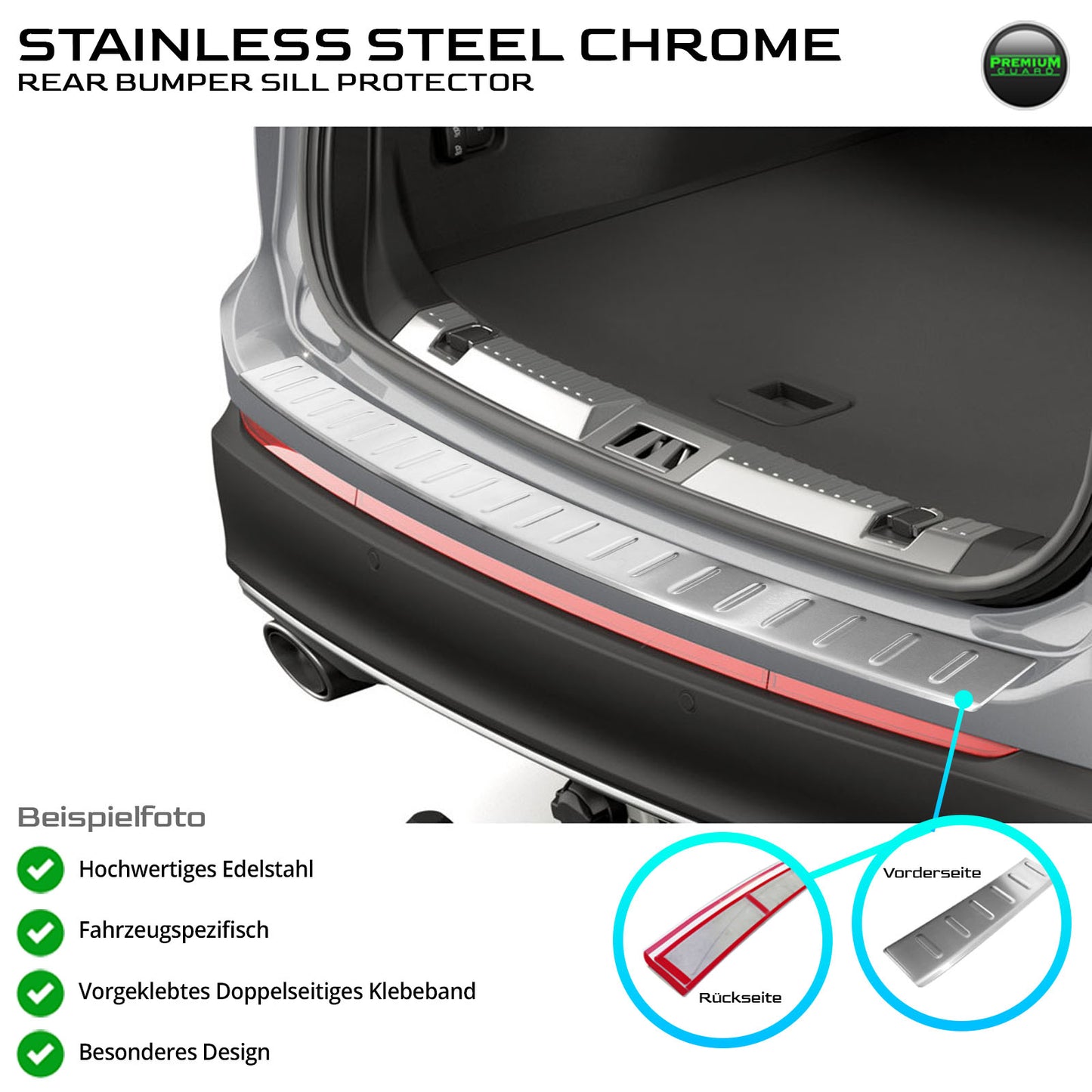 Ladekantenschutz für Renault Trafic 3 2014-2019 Stoßstangenschutz Edelstahl Chrom