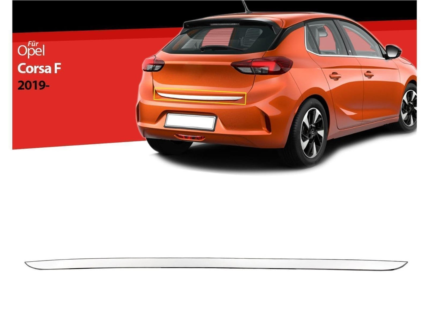 Kofferraumleiste Heckklappenleiste Edelstahl für Opel Corsa F ab 2019 Chrom