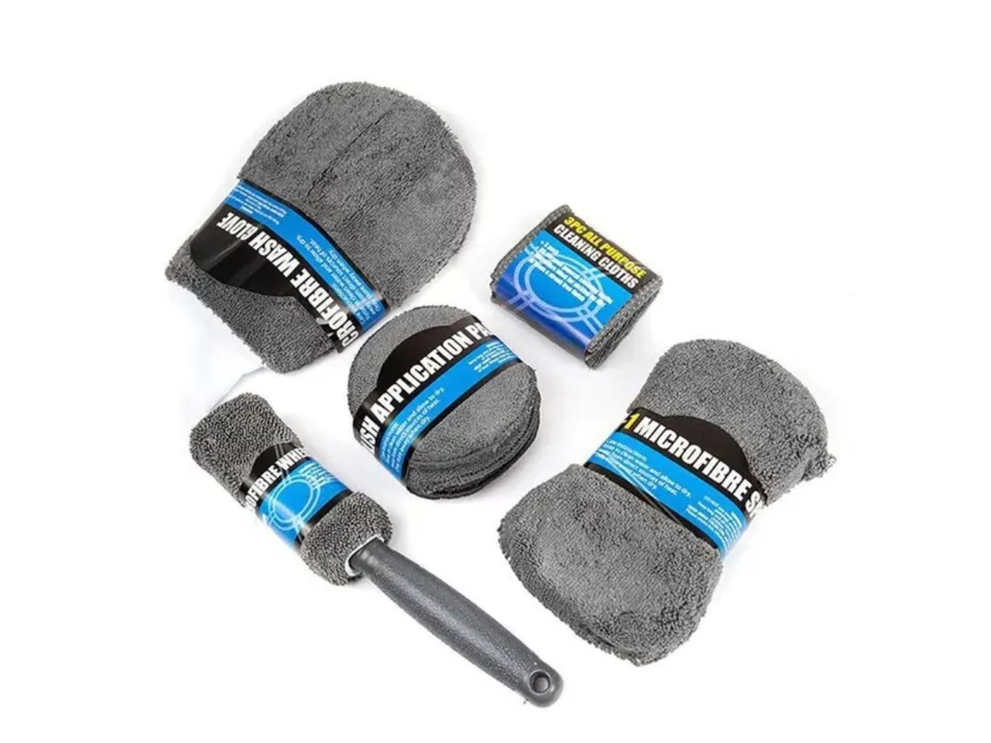 Auto Reinigungsset 9 tlg Innen Außen KFZ Mikrofaser Schwamm Applikator Pad Set