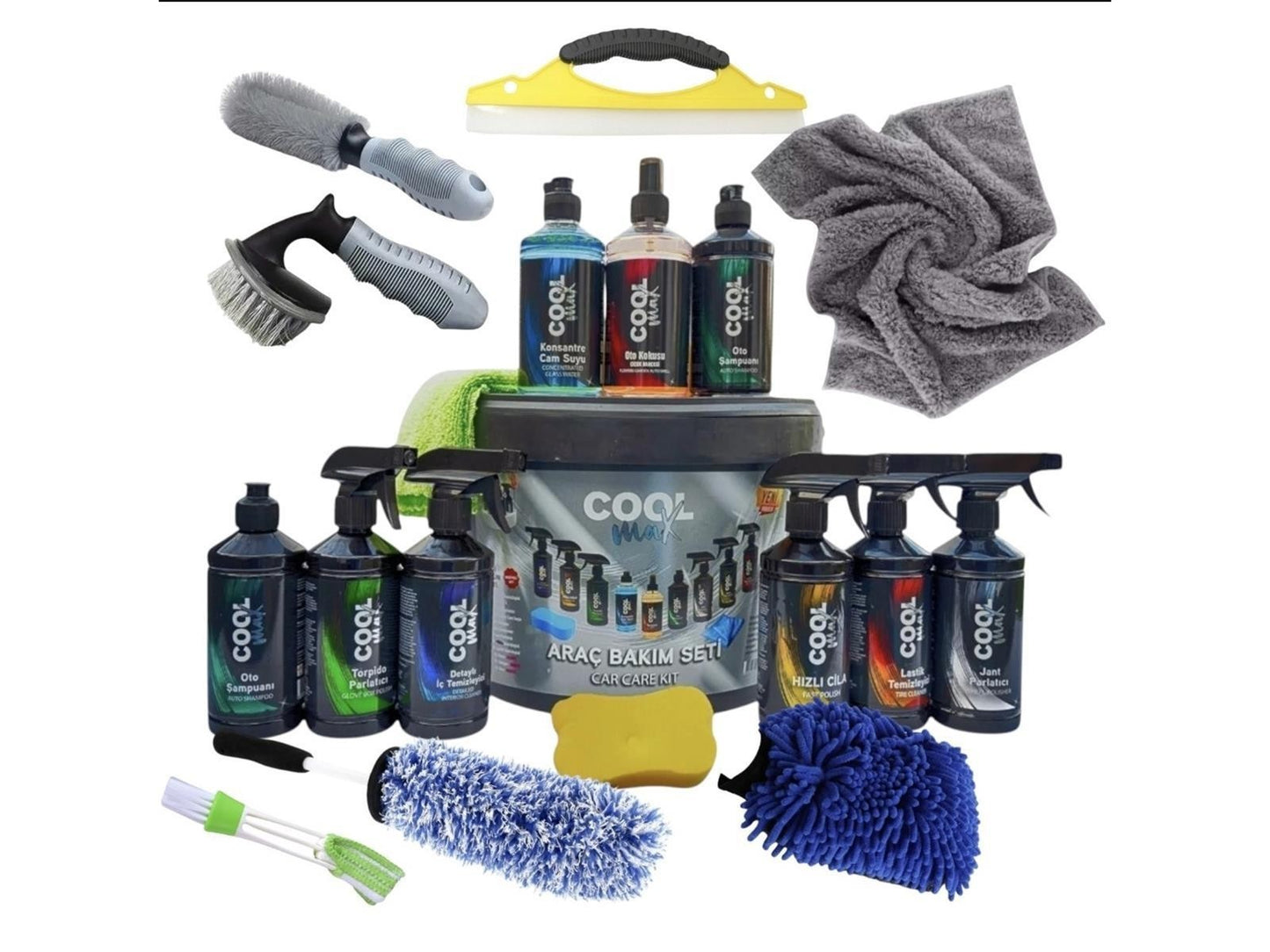 Autowaschset Autoreinigungsset Eimer Felgen Reifen Shampoo Duft Mikrofaser 19tlg