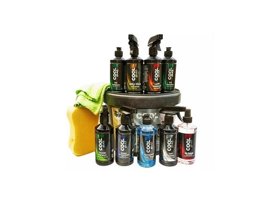 Autowaschset 12-teilig – Eimer, Shampoo, Politur, Felgen- & Reifenreiniger, Duftspray | Komplett-Set