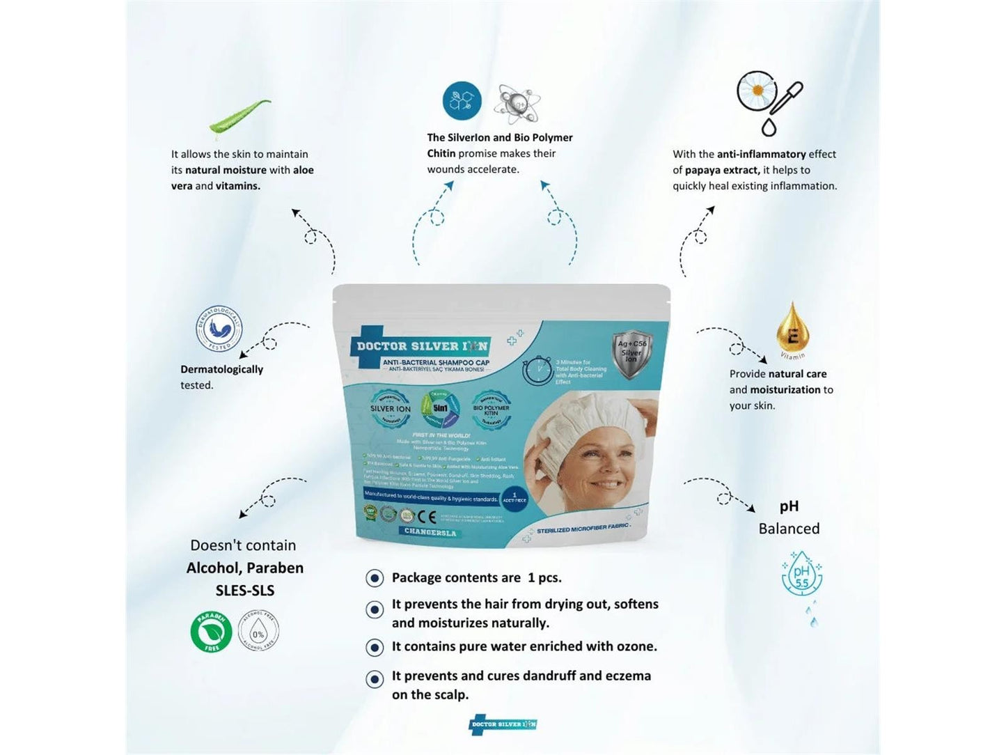 Shampoo Cap Haarwaschkappe Haarwaschmütze Wasserlos 3 Stk