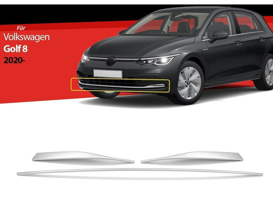 Stoßstangenleisten Vorne Abdeckung Edelstahl für VW Golf 8 VIII HB ab 2020 3tlg