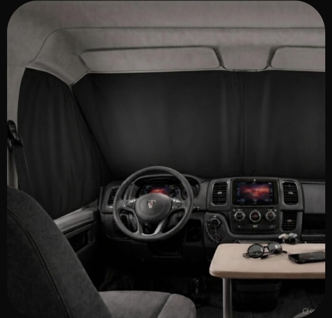 Frontscheibe Vorhänge für Sprinter Crafter Ducato Camping Maß Gardinen Schwarz
