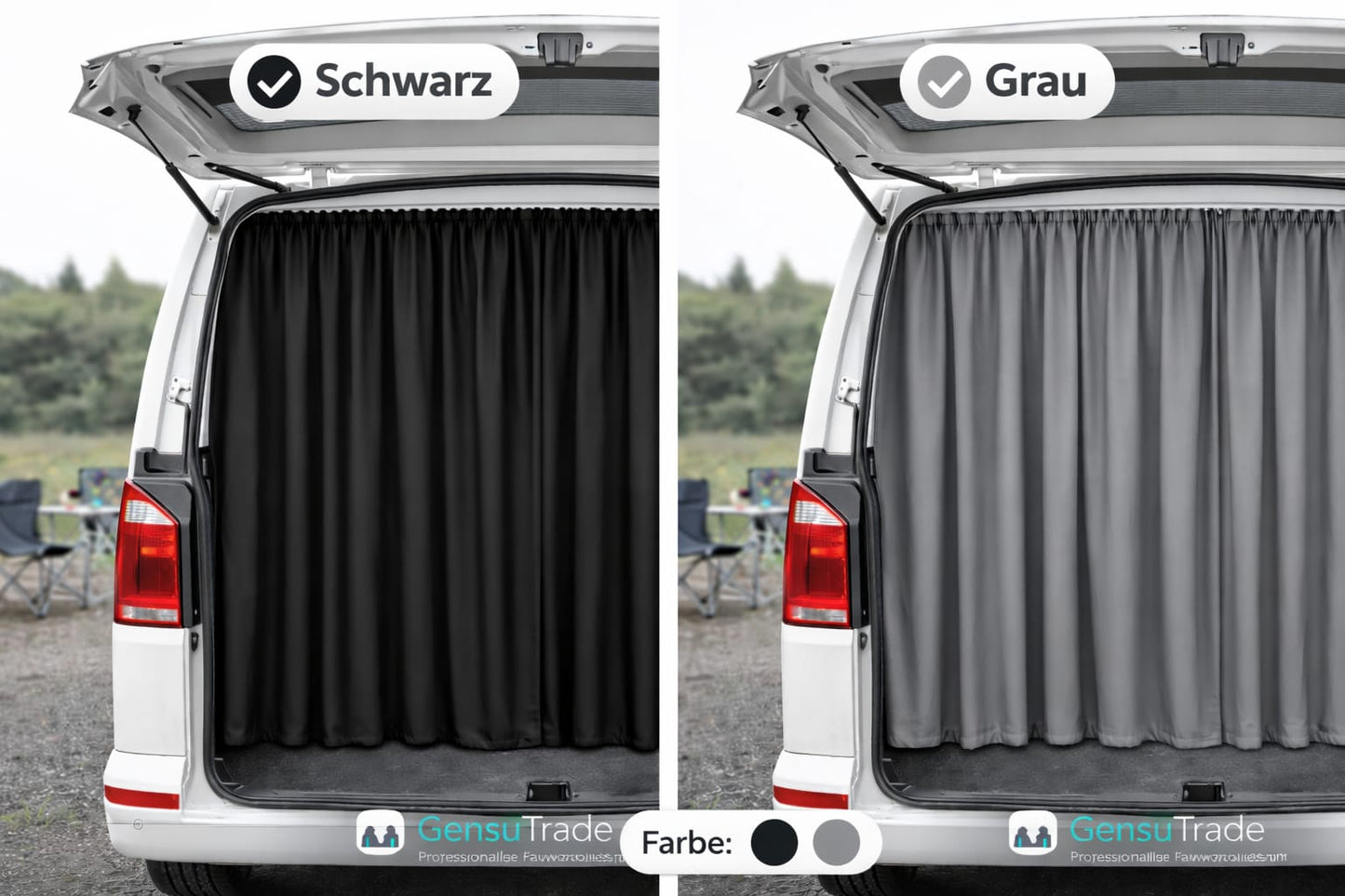 Fahrerhaus Abtrennung für VW T5 T6 Transporter Caravelle Vorhänge Grau 2 tlg