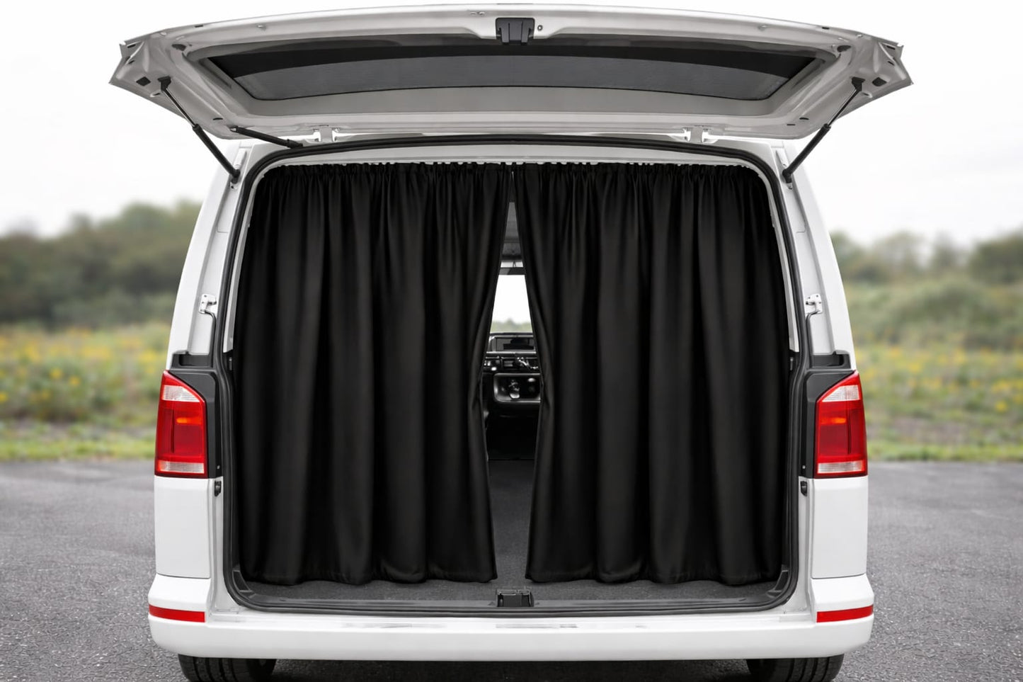 Fahrerhaus Abtrennung für VW T5 T6 Transporter Caravelle Vorhänge Grau 2 tlg
