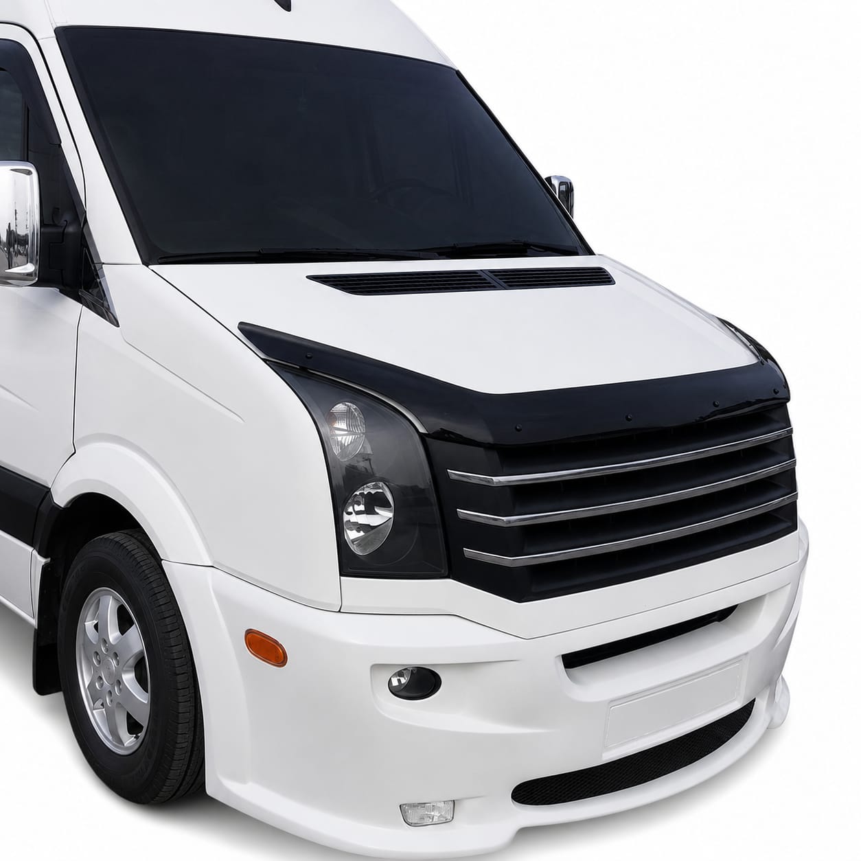 Motorhauben Windabweiser für VW Crafter Steinschlagschutz Schwarz 2006-2017