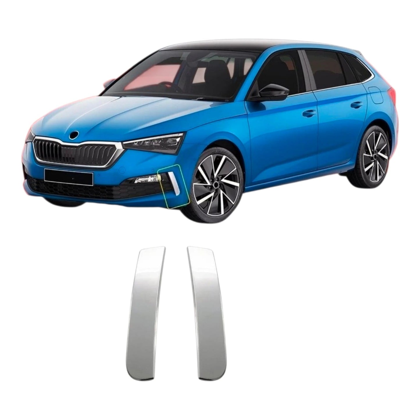 Nebelscheinwerfer Leiste für Skoda Scala Edelstahl Blenden ab 2019 2 tlg