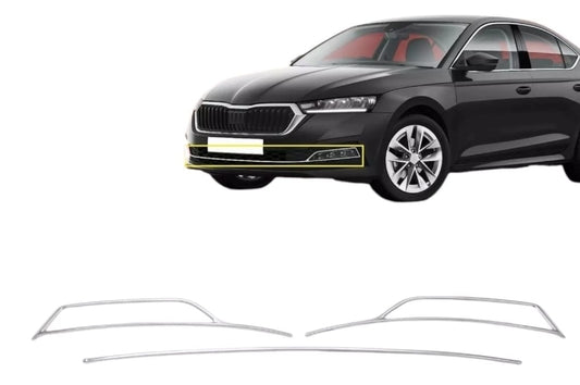 Nebelscheinwerfer Leiste für Skoda Octavia 4 Blenden Edelstahl ab 2020 3tlg