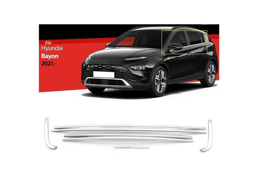 Fensterleisten für Hyundai Bayon ab 2021 8 tlg Zierleisten Edelstahl Chrom