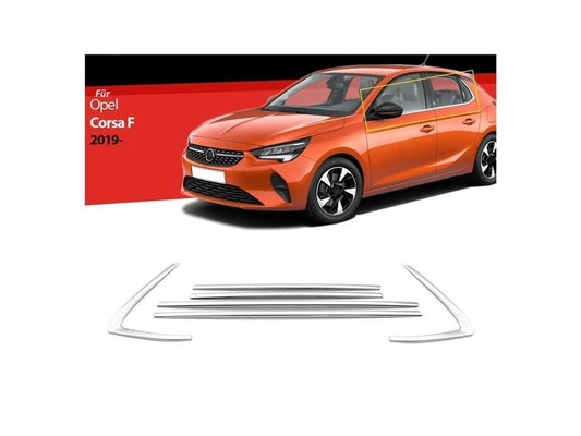 Fensterleisten für Opel Corsa F ab 2019 6 tlg Zierleisten Edelstahl Chrom